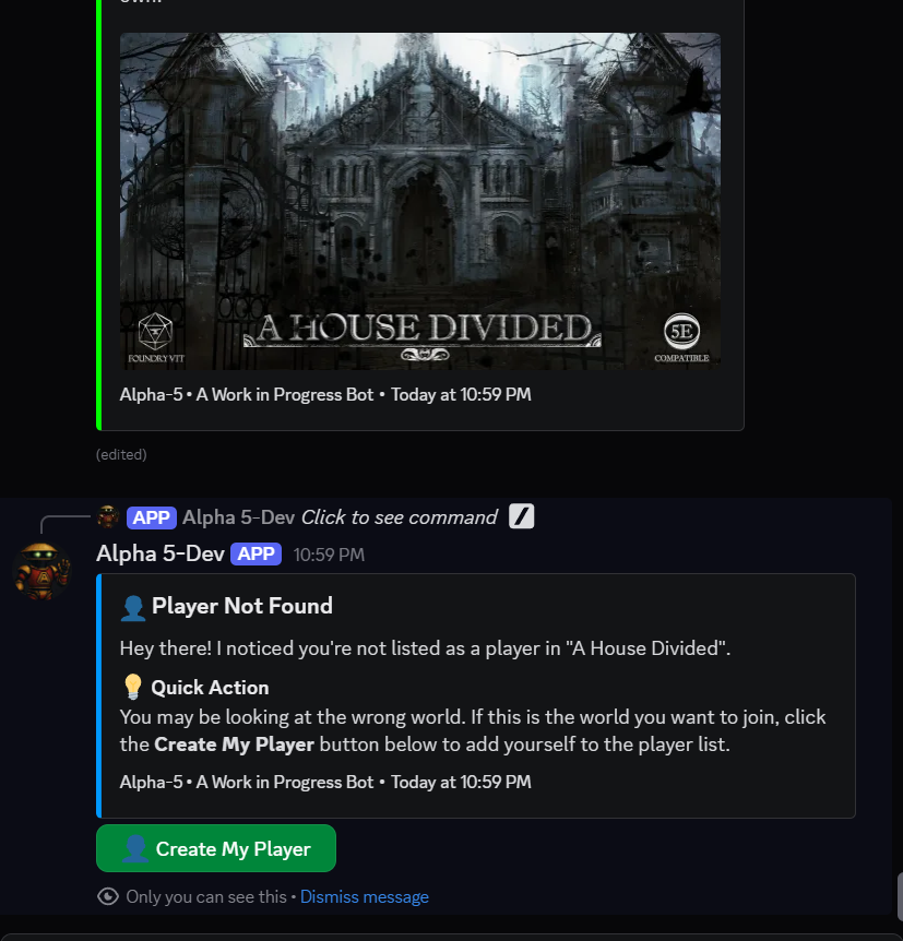 Discord Create Player Command